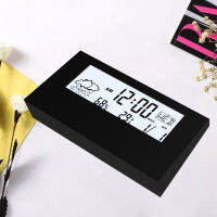 HotDigital LCD โต๊ะ Snooze นาฬิกาปลุกสีขาวพร้อมปฏิทินและเครื่องวัดอุณหภูมิดิจิตอล Hygrometer Modern Home Table Watch Battery