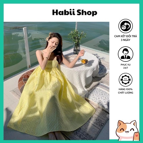 Váy maxi vàng hở lưng đi biển đẹp Mới 2020 - Migu Shop
