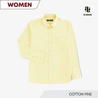 À NOUS - WOMEN SHIRT - Slim Fit - Cotton Fine (Light Yellow) / เสื้อเชิ๊ต หญิง ทรงพอดีตัว ผ้าคัตตอล เนื้อละเอียด สีเหลืองอ่อน