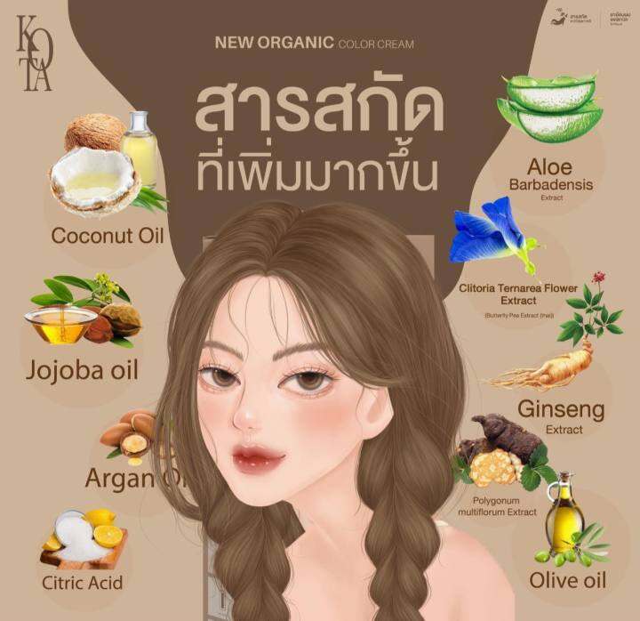 kota-cosmetics-ครีมเปลี่ยนสีผม-สูตรออร์แกนิค-กลิ่นไม่ฉุน-มี-6-เฉดสี-ปริมาณ-100-ml-1-กล่อง