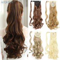 Synthetic Long Wave Ponytail Wrap Around Ponytail Clip in Hair Extensions Natural Hairpiece Headwear Brown Gray Hair