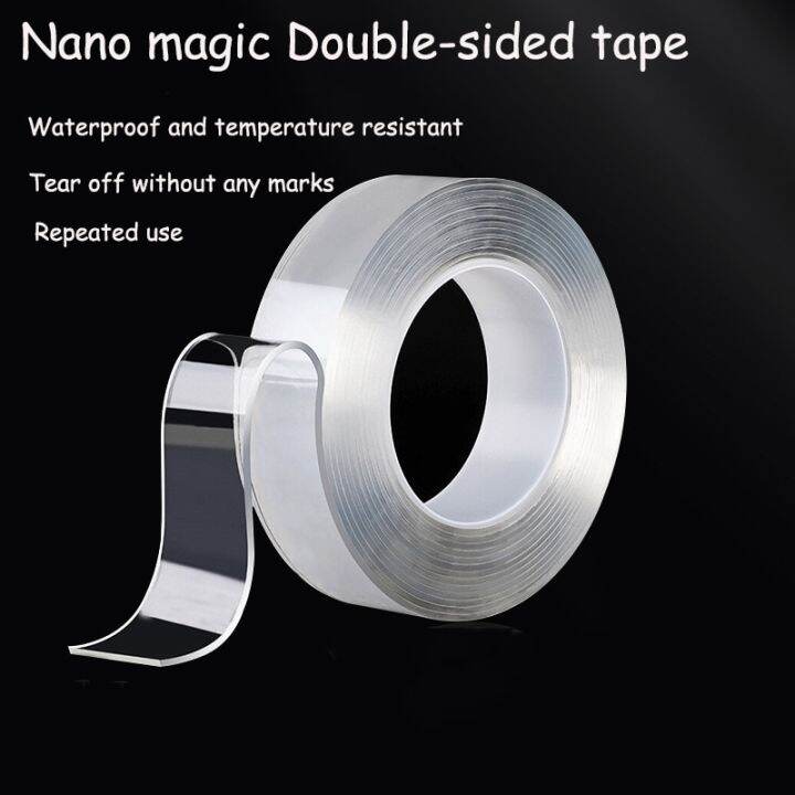 self-adhesive-traceless-double-sided-nano-tape-waterproof-transparent-wall-stickers-heat-resistance-bathroom-home-decoration-tap-adhesives-tape