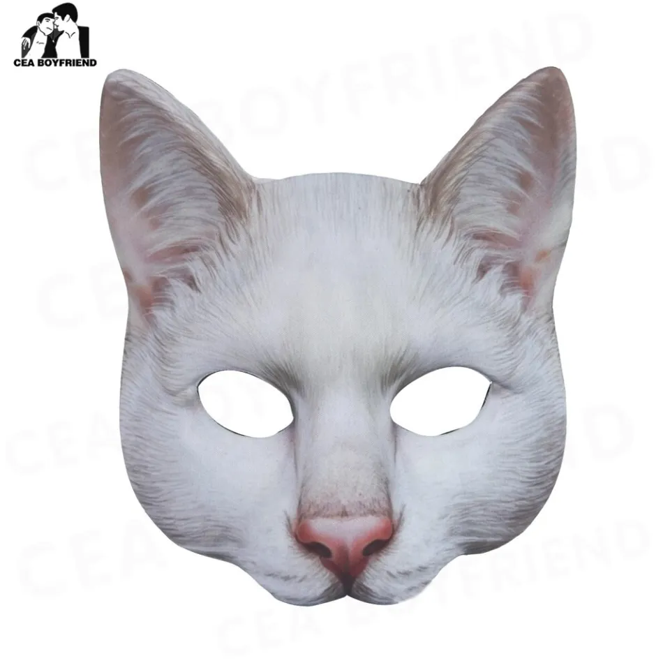 5pcs Unpainted Masquerade Masks Blank Paper Masks Halloween Cat