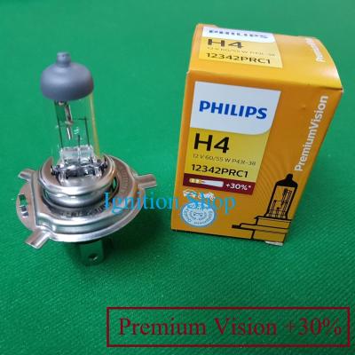 หลอดไฟหน้า H4 Philips 12V 60/55 W P43t-38 12342PRC1 Premium Vision +30% จำนวน 1 หลอด