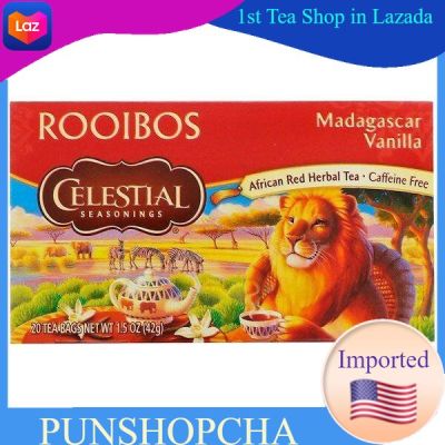 ชา Celestial Seasonings, Rooibos Tea, Madagascar Vanilla, Caffeine Free, 20 Tea Bags, 1.5 oz (42 g)
