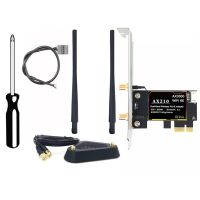 AX210 Wireless Network Card+2XAntenna+8DB Extension Cable Antenna+Base 5374Mbps Bluetooth 5.2 2.4G/5G/6G Tri Band