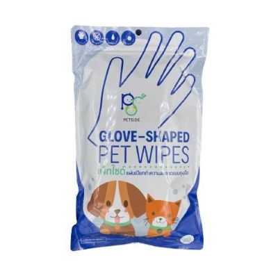 PETSIDE Glove-Shaped Pet wipes แผ่นเปียกทำความสะอาด แบบถุงมือ