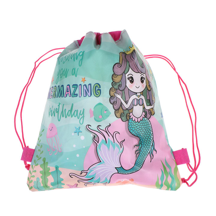 mazalan-mermaid-non-woven-bag-กระเป๋าเป้สะพายหลังเด็ก-travel-school-decor-กระเป๋าสตางค์ของขวัญ
