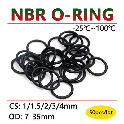 50pcs NBR O Ring Seal Gasket Thickness CS 1 1.5 2 3 4mm OD 7-35mm Nitrile Butadiene Rubber Spacer Oil Resistance Washer O-Ring Gas Stove Parts Accesso
