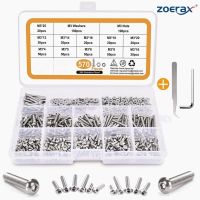 570PCS Stainless Steel M3 Button Head Hex Socket Cap Screw Bolts M3 x 4/5/6/8/10/12/14/16/18/20/25mm Screw and Nuts Flat Washer Assortment Kit Fully Machine Thread