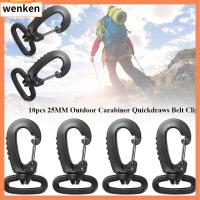 WENKEN 10pcs ที่มีคุณภาพสูง เครื่องมือกลางแจ้งสำหรับกิจกรรมกลางแจ้ง อุปกรณ์เสริมกระเป๋าเป้สะพายหลัง ตั้งแคมป์เดินป่า คาราบิเนอร์หมุนได้ พวงกุญแจเข็มขัดหัวเข็มขัด คลิปดึงเร็วสปริง ตะขอสำหรับแขวน