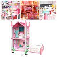 TOOYFUL บ้านตุ๊กตาชุดตกแต่งอย่างเต็มที่ DIY แกล้งเล่นอาคาร Playset ของเล่นที่มีไฟหัตถกรรมของเล่นสำหรับเด็ก