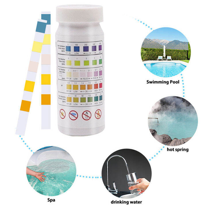 Aquarium Pool 5 in 1 Test Paper Multipurpose Chlorine PH Test Strips ...