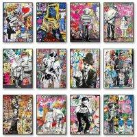 ❉ Banksy กราฟฟิตี้สตรีทอาร์ทสมัยใหม่ผ้าใบวาดภาพสไตล์นอร์ดิกป๊อปของขวัญโปสเตอร์พิมพ์ลายติดผนังตกแต่งผนังรูปภาพห้องในบ้าน