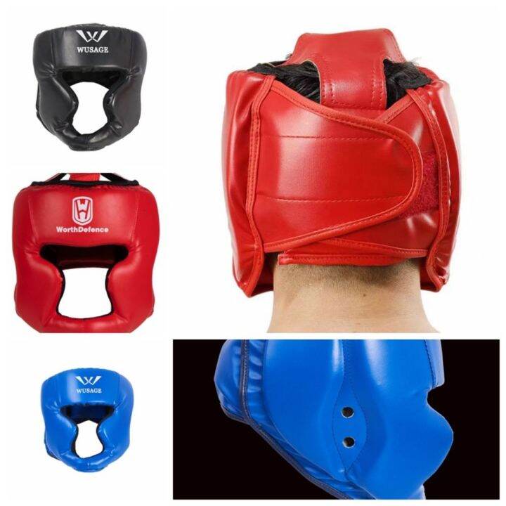 SHOP 157 Red/blue/black Kick Boxing Helmet L/S PU Boxing Helmet Does