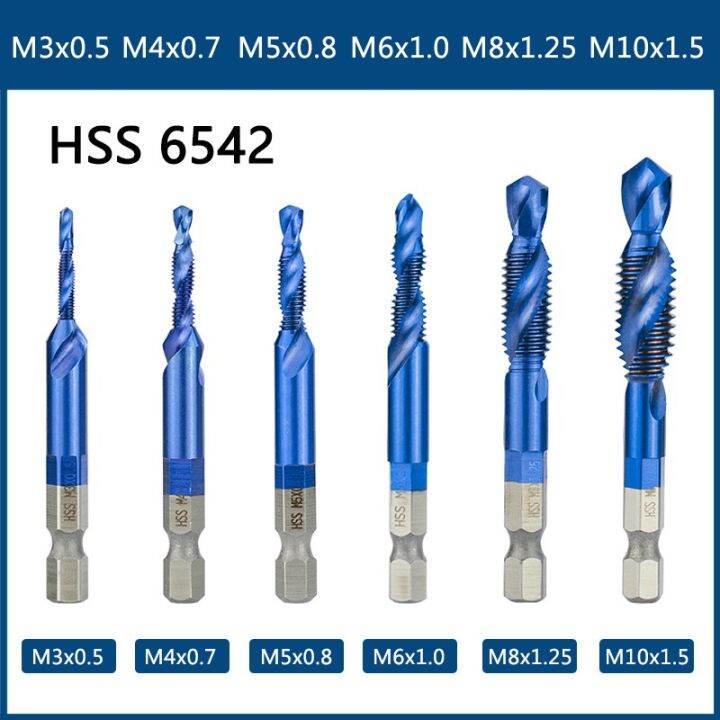 ต๊าปเกลียว-hss-43416542เมตริกแตะหัวเจาะ14-hex-shank-นาโนสีน้ำเงินเคลือบ-kompaun-ketuk-m3-m12-alat-tangan