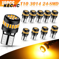 KECHc หลอดไฟไฟ LED 194 T10 168 W5W 2825สีเหลืองอำพัน12V 3000K ชิปเซ็ต3014 500LM 24-SMD หลอดไฟทดแทน LED (แพ็คละ10ชิ้น)