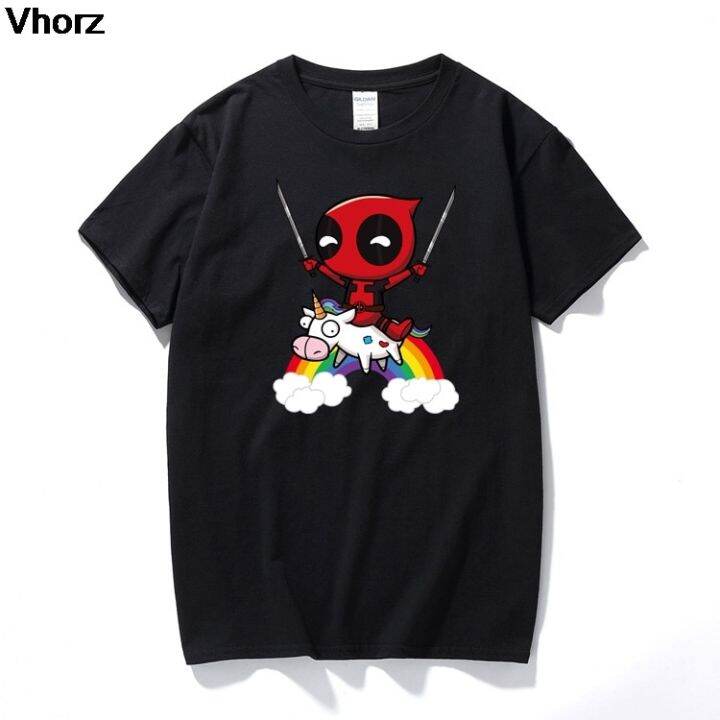 new-summer-deadpool-unicorn-cartoon-t-shirt-mens-funny-shirt-man-woman-sleeve-clothes-100-cotton-gildan