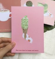 [ a cat in my tummy ] Postcard โปสการ์ด A6 ตกแต่งห้อง, เขียนอวยพร - Be Happy and Sweet