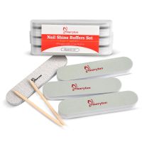 1 Set Nail Tools Mini Nail Shine Buffers Set with Box Manicure Tools Kit 400/3000 Grit Shiny Buffer Block 100/180 Grit Nail File Adhesives Tape