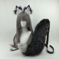 Lolita Anime Furry Plush Wolf Cat Ears Headband Realistic Animal Fox Hair Hoop Decor Ear Cosplay Kawaii Accessories Kc Tail