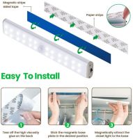 ไร้สาย LED ภายใต้คณะรัฐมนตรีแสง USB ชาร์จตู้เสื้อผ้าไฟในคืนตู้เสื้อผ้าครัวยาวแถบแม่เหล็กโคมไฟติดผนังสำหรับบันได