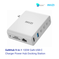 (รับประกัน 1 ปี) ฮับ 9 in 1 INVZI GaNHub 9-in-1 100W GaN USB-C Charger Power Hub Docking Station ของแท้ถูกลิขสิทธิ์