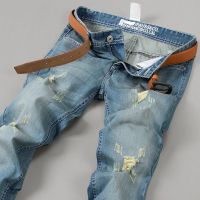 ☫ Spring straight baggy jeans mens high-end fashion brand casual vintage social pants