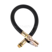 Car Tire Air Inflator Hose 14" Vehicle Threaded Fast Self-locking Chuck Pressure Gauge Air Inflator Rubber Hose Tube