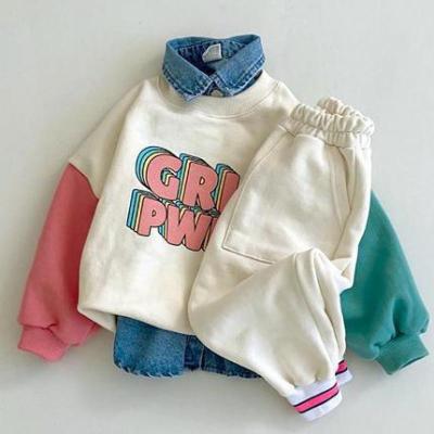 Baby Sweatshirt 2021 New Fashion Long Sleeve Patchwork Cute Clothes Boys Hoodie Letter Print Autumn Tops Girls Pullover Outfits