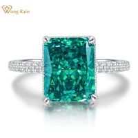 Wong Rain 100 925 Sterling Silver Radiant Created Moissanite Gemstone Birthstone Wedding Engagement Ring Fine Jewelry Wholesale