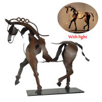 Metal Art Horse Sculpture with LED Light Modern Statue Christmas Gift Home Outdoor Yard Lawn Decor Night Light Ornaments