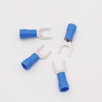 SV2-4 Blue Furcate Cable Wire Connector 100PCS/Pack Furcate Pre-Insulating Fork Spade 16 14AWG Wire Crimp Terminals SV2.5-4 SV