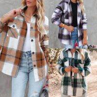 [COD] 2022 new cross-border foreign trade womens hot style independent station AliExpress European and plaid lapel coat women