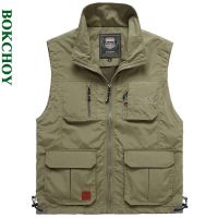 Thin Outdoor Quick-drying Sleeveless Jacket Photography Fishing Multi-pocket Casual Men Vest Army Green Workwear 7838