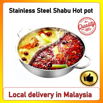 28cm Hot Pot Twin Divided Stainless Steel 28cm Cookware Hot Pot Ruled  Compatible 