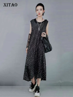 XITAO Dress Dot Print Sleeveless Tanks Dress