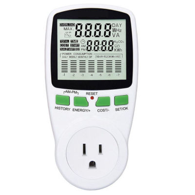 ปลั๊กมิเตอร์ วัดกระแส แรงดัน กำลังไฟฟ้า แปลงเป็นค่าไฟ Digital LCD Energy Meter Wattmeter Electricity Power Meter Measuring Power Analyzer