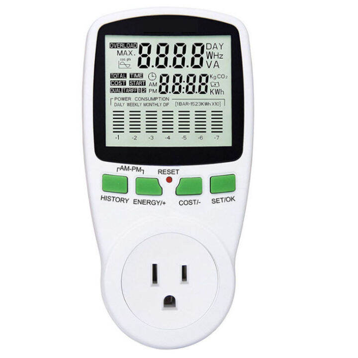 ปลั๊กมิเตอร์-วัดกระแส-แรงดัน-กำลังไฟฟ้า-แปลงเป็นค่าไฟ-digital-lcd-energy-meter-wattmeter-electricity-power-meter-measuring-power-analyzer