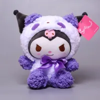 Sanrio พวงกุญแจของเล่นน่ารัก Plush Kuromi Plushie อุปกรณ์ตกแต่งบ้านยัดไส้ตุ๊กตาผ้า Pp ของขวัญคริสต์มาสสำหรับเด็กผู้หญิง