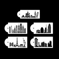 5pc The Appearance Of Cities In Various Countries Painting Template Stencil Walls DIY Scrapbook Embossing Office School Supplies