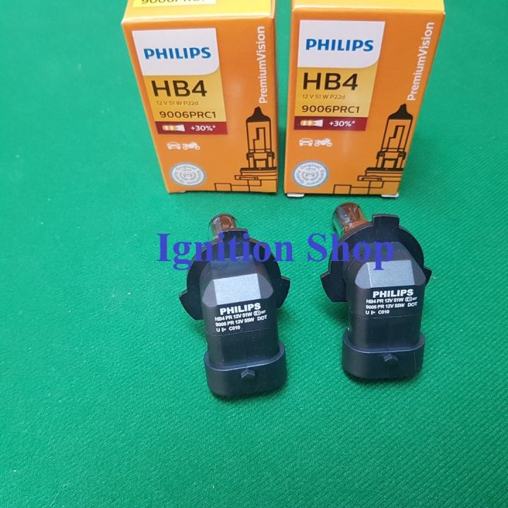 หลอดไฟ-รถยนต์-hb4-philips-12v-51w-p22d-premium-vision-30-9006prc1-จำหนวน-2-หลอด-ประกัน-3-เดือน