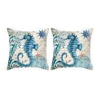 Mediterranean Ocean Digital Print Peach Skin Pillow Cushion Cover Home Goods 21