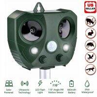 Upgraded Solar Ultrasonic Animal Repeller Solar Powered Repellent With Motion Sensor LED Flashing Lights IPX4 Waterproof Outdoor For Garden Yard