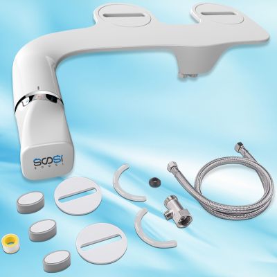 SOOSI Bathroom Accessories Slim Toilet Seat Bidet Attachment Wash Ass Dual Nozzle Pressure Easy Installation