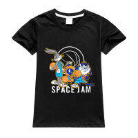 Space Jam Bugs Bunny ผ้าฝ้ายเกาหลีแขนสั้นสาว Tee เสื้อเด็กเกาหลีฤดูร้อนชายหญิงแขนกุดผ้าฝ้าย Top Teenager