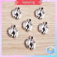 LIAOYING 120Pcs เงินโบราณ จี้เครื่องรางรอยเท้า 14x10mm โลหะสำหรับตกแต่ง เครื่องรางรอยเท้าน่ารัก งานฝีมืองานประดิษฐ์ เครื่องรางที่มีเสน่ห์ การทำเครื่องประดับ