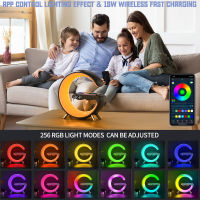 LED Night Light RGB Atmosphere Desk Lamp Multifunctional Wireless Charger Alarm Clock Speaker APP Control for Samsung