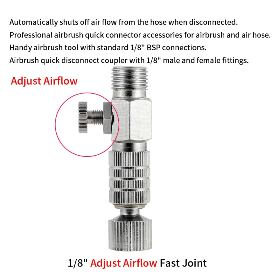 Nasedal 1/8 Air Filter Airbrush Airflow Adjustment Control Valve Coupling  coupler for Air Brush air