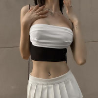 Sweetboxe 2023 ใหม่ผู้หญิงTie Halter Cami Tops,แขนกุดสีตัดกันสลิมฟิตCropped Camisole